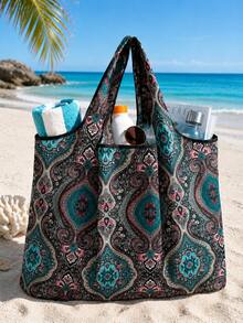 Bolsa de tela con estampado de paisley, bolsa de tela grande y de tendencia, mejores ideas de inspiración para el otoño - Multicolor - Ver 3