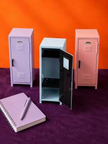 Zazumi 1pc Metal Desktop Cosmetic Storage Box, Multi-Color Storage Cabinet, Piggy Bank, Suitable For Girls' Storage, Storage Locker, Cosmetic Box Hanger - Multicolor - View 1