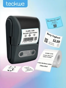 Teckwe 1-Pack Portable Mini Thermal Label Printer & Paper Bluetooth Portable Home Receipt Printer Ink-Free Thermal Printing Create Labels Anytime And Anywhere A Thoughtful Gift For Family And Friends 1200mAh Battery - Multicolor - View 2