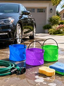 3Pcs Collapsible Mini Bucket, Foldable PVC Water Pail For Beach Fishing Camping Travel, Multi-Use Portable Bucket For Gardening Watering, Cleaning, Painting, Pool Picnic Outdoor Essentials - Folding Bucket - View 5