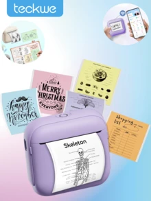 Teckwe OBOVAY 1pc Student Learning Portable Mini Pocket Printer, Home Small Photo Label Printer, Wireless High-Printer, Home Small Photo Label Printer, Wireless Hig…Definition Printing, Clear Content, Compact And Convenient, Instant Capture,1200mAh - Multicolor - View 2