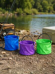 3Pcs Collapsible Mini Bucket, Foldable PVC Water Pail For Beach Fishing Camping Travel, Multi-Use Portable Bucket For Gardening Watering, Cleaning, Painting, Pool Picnic Outdoor Essentials - Folding Bucket - View 6