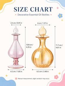Zazumi 1pc Vintage Hand Blown Striped Glass Perfume Bottle With Dropper Stopper, Refillable Aroma Essential Oil Storage Bottle, Decorative Glass Scent Container For Vanity Table Home Decor, Wedding Souvenir Gift - multicolor - View 4