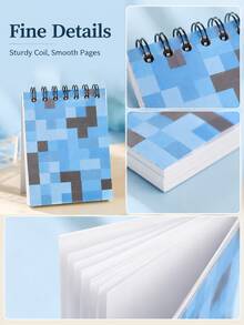 Zazumi 2/6/12pcs 6.5*10cm Mini Pixel Style Paper Spiral Notebooks, Colorful Pocket Notepads, Portable Flip Memo Books For School, Office, Study Notes, Daily Writing & Back To School Gifts - multicolor - View 3