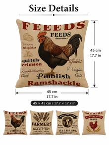 Joivida Vintage Farm Linen Throw Pillow Cover, Single-Sided Printed Without Inner Cushion. It Features Retro Livestock Prints Including Rooster And Cow With Old Farm Text Graphics, Adopting Simple Farmhouse Style. - Multicolor - View 4