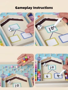 MINKOJA Permainan Matematika Penguraian Angka Bingkai Sepuluh Kayu, Mainan Edukasi Berhitung Dini untuk Anak-Anak dengan Manik-manik, Dadu & Pena yang Dapat Dihapus, Belajar Penjumlahan dan Pengurangan Angka dalam Batas 10, Hadiah Pembelajaran Montessori untuk Balita Usia 3+ - MultiWarna - View 7