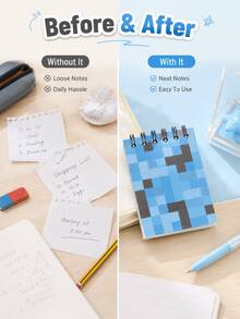 Zazumi 2/6/12pcs 6.5*10cm Mini Pixel Style Paper Spiral Notebooks, Colorful Pocket Notepads, Portable Flip Memo Books For School, Office, Study Notes, Daily Writing & Back To School Gifts - multicolor - View 8
