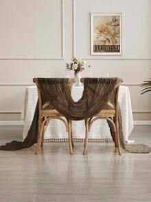 1/5Pcs ,Brown Bohemia Cheesecloth Table Runner Rustic Gauze Tablecloth Table Cover, Countryside Vintage Transparent Table Runner Farmhouse Decorative Table Runner,Simple Polyester Tablecloth Decoration, Suitable For The Dining Table - brown - View 8