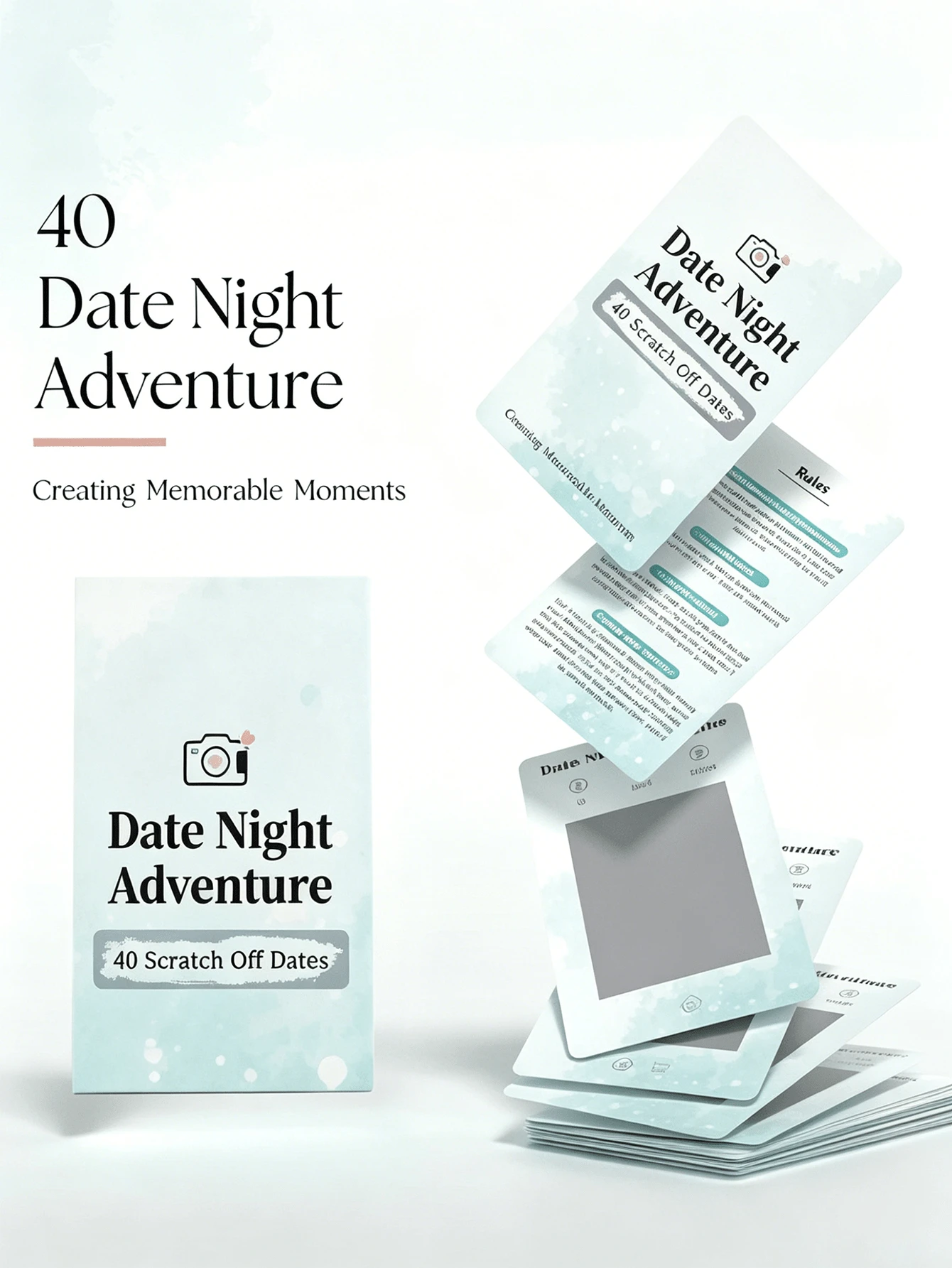 MINKOJA Date Night Adventure 40 Scratch-Off Date Ideas For Couples, Romantic Gift, Exciting And Fun Adventure Card Game. ,Couple,Couple Games,Games,Couples,Board Games,Couple,Games,Gift,Fun Games,Presents For Men,Present - Multicolor - View 1