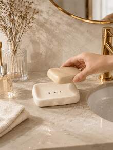 Cirelle 1Pc Nordic INS Style Ceramic Soap Dish, With Drain Holes, Three Colors, Suitable For Hotel/Homestay/Home Use, Bathroom Countertop Ornament - multicolor - View 4