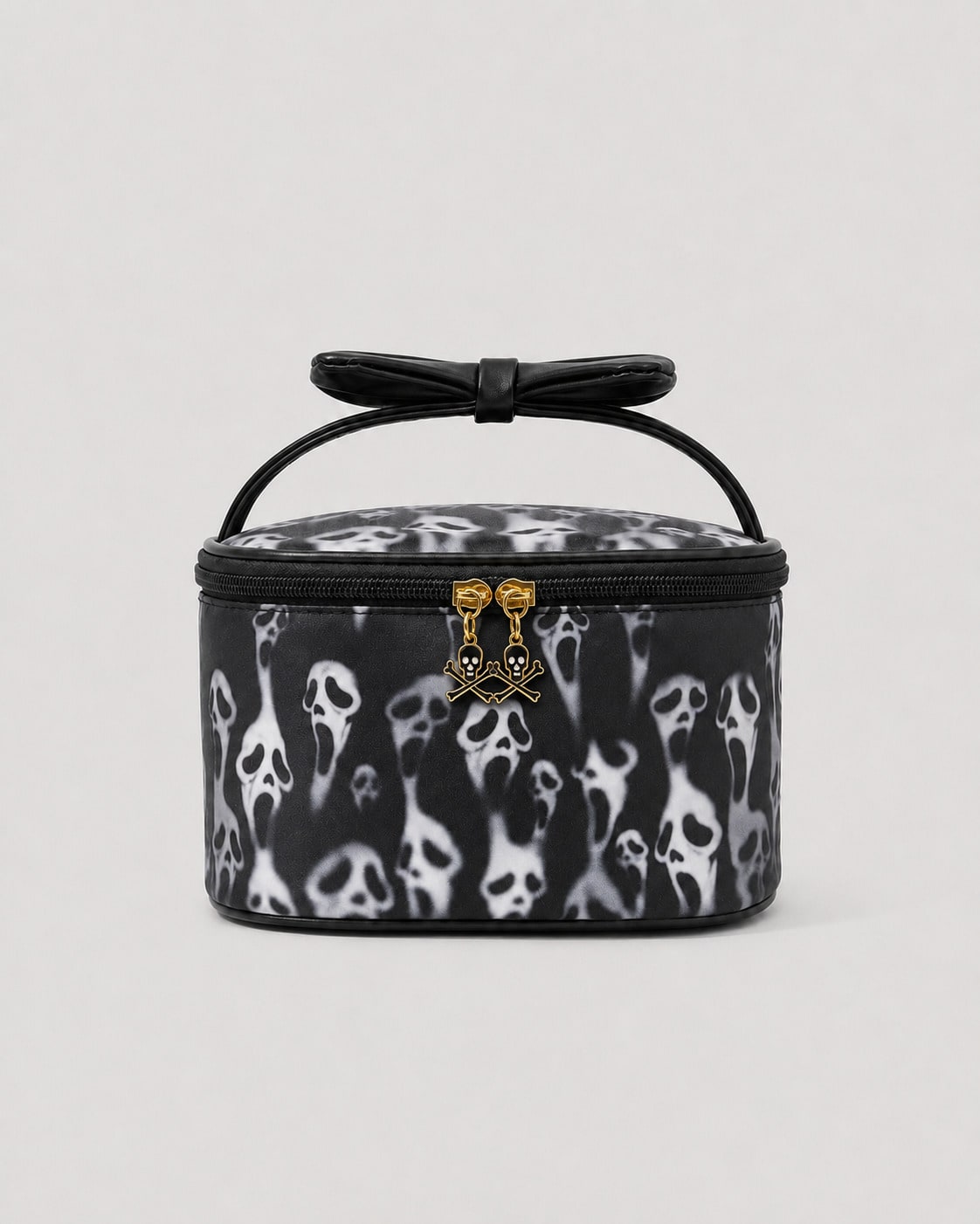 Goth Dunkler Punk-Stil zentrierter Totenkopf Gürtel Schleife tragbare Kosmetiktasche Aufbewahrungstasche