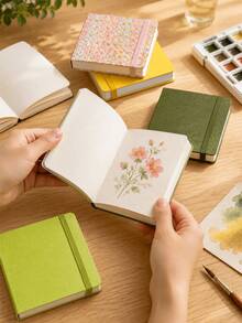 Joivida 1Pc Portable Watercolor Book, 8*8cm Size, 30 Sheets/60 Pages, Acrylic Marker Mini Drawing Book, Flip Book, Thickened Cotton Pulp Fine Grain Watercolor Notebook, Back-To-School Season, Back-To-School Gift, Reward Gift For Students - multicolor - View 7