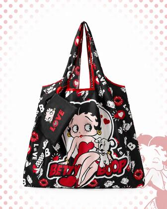Betty Boop | ROMWE Cartoon Sweet And Cute Storage Bag, Large Capacity Portable Foldable Shopping Tote Bag With Coin Purse , Cute , Beach