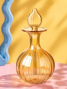 Zazumi 1pc Vintage Hand Blown Striped Glass Perfume Bottle With Dropper Stopper, Refillable Aroma Essential Oil Storage Bottle, Decorative Glass Scent Container For Vanity Table Home Decor, Wedding Souvenir Gift - multicolor - View 3