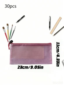 30入拉鍊文件袋（尺寸 24cm*11cm/9.4in*4.3in，多色）防水塑膠網格收納袋，適用於辦公室與學校，桌遊收納袋，多功能彩色防水拉鍊收納袋，方便整理 - 彩色 - 查看 8