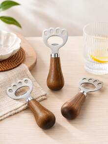 Zazumi 1pc Animal Paw Bottle Opener With Walnut Handle For Minimalist Home Bar Featuring Captivating Visual Delight And Tactile Sensory Comfort For Urban Career Women - Multicolor - View 8