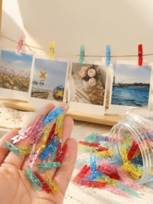 Plastic Clips, Photo Clips, Colorful Mini Photo Clips, Transparent Acrylic Clips, Wholesale For Christmas Decorative String Lights. - multicolor - View 6