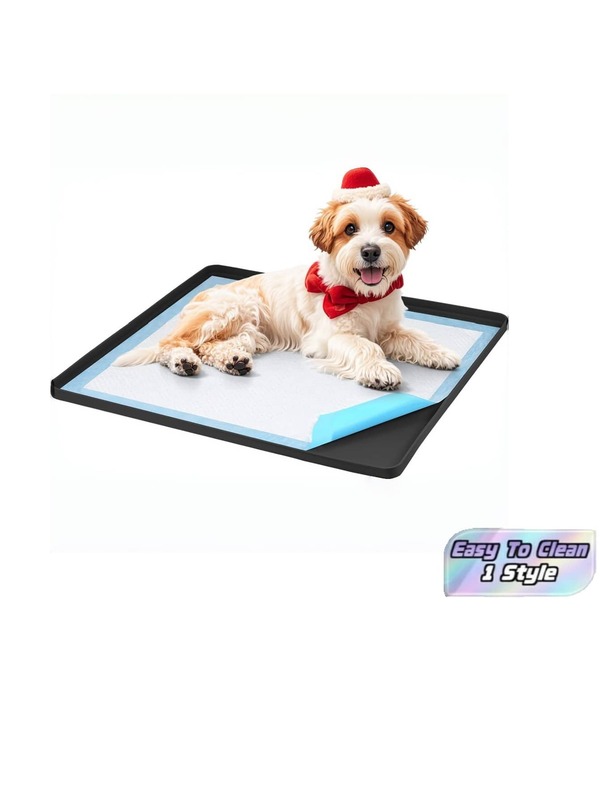 1 Adet Silikon Köpek Yavrusu Çiş Pedi Destek Standı, 24 x 24 İnç Sızdırmaz Yüksek Kenarlı, Taşınabilir ve Kolay Temizlenen, Kare Tepsi ile Ev Zemin Koruması İçin Sızdırmaz Köpek Eğitim Matı (Siyah)
