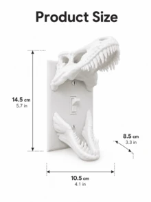 superFUNNYmarket Printed T-Rex Skull Light Switch Cover Made,Available In Black And White. Designed With A Realistic Dinosaur Skull Shape With Open Jaws To Frame Standard Wall Switches, It Comes With Matching Mounting Screws. It Comes With Matching Mounting Screws. - Multicolor - View 3