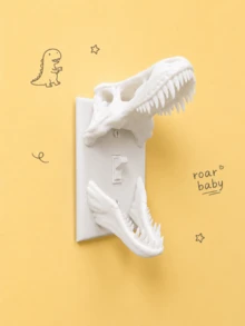 superFUNNYmarket Printed T-Rex Skull Light Switch Cover Made,Available In Black And White. Designed With A Realistic Dinosaur Skull Shape With Open Jaws To Frame Standard Wall Switches, It Comes With Matching Mounting Screws. It Comes With Matching Mounting Screws. - Multicolor - View 2