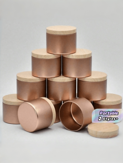 12pcs Champagne Rose Golden Candle Tins With Lids For Candle Making - Iron Container 4oz And 8oz Combo Pack