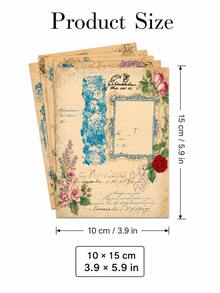 Zazumi 20pcs/5pcs Vintage Floral Postcards, Retro Letter Paper Cards With Rose & Antique Script Prints, Decorative Cardstock For Scrapbooking, Journaling, Collage, Gift Notes, Invitations, DIY Crafts, Party Decor & Nostalgic Collection - multicolor - View 3