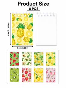 Zazumi 8Pcs/16Pcs Fruit Spiral Notebooks, Watermelon & Pineapple Charm Mini Memo Pads, Portable Vertical Flip Notepads With Tear-Off Pages, Cute Student Journals For School, Study, Notes, Travel, Party Favors & Gifts - multicolor - View 3