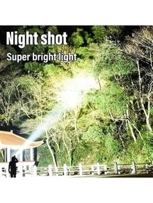 Linterna solar super brillante con carga USB y características impermeables, luz LED con mango COB, portátil para exploración, camping y patrullaje - Negro - Ver 5