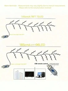 1PC Artificial Tree Branch Lamp, Soft & Flexible Willow Branch Design, USB Powered, 8 Lighting Modes, Suitable For Indoor Living Room & Bedroom Decor, Atmosphere Lighting, Party, Birthday, Christmas Decoration - Multicolor - View 3