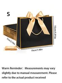 2/8pcs Black Gift Bags With Handles , Large Size Gift Bags, Suitable For Birthday Party, Wedding, Valentine's Day, Holiday Party Gift Packaging Bags - black - View 8