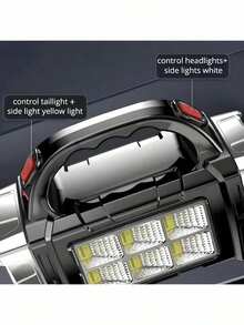 Linterna solar super brillante con carga USB y características impermeables, luz LED con mango COB, portátil para exploración, camping y patrullaje - Negro - Ver 8