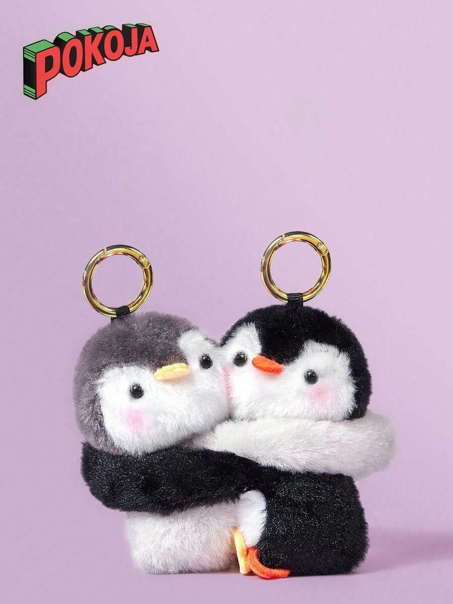 1PC Cute Hugging Animal Penguin Keychain Plush Backpack Charm Doll Plushie Toy Gift For Girls Teens Kawaii Soft Stuffed Animal Decor - Multicolor - View 1