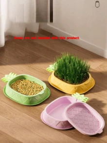 1pc (Excluding Seeds) Hydroponic Cat Grass Planter Kit For Digestion & Health Improvement - Includes Greenhouse Growth Box Striped Soilless Hydroponic Planter, For Gardening And Seedling (Excludes Seed Planting Kit Only) - Multicolor - View 3