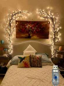 1PC Artificial Tree Branch Lamp, Soft & Flexible Willow Branch Design, USB Powered, 8 Lighting Modes, Suitable For Indoor Living Room & Bedroom Decor, Atmosphere Lighting, Party, Birthday, Christmas Decoration - Multicolor - View 8