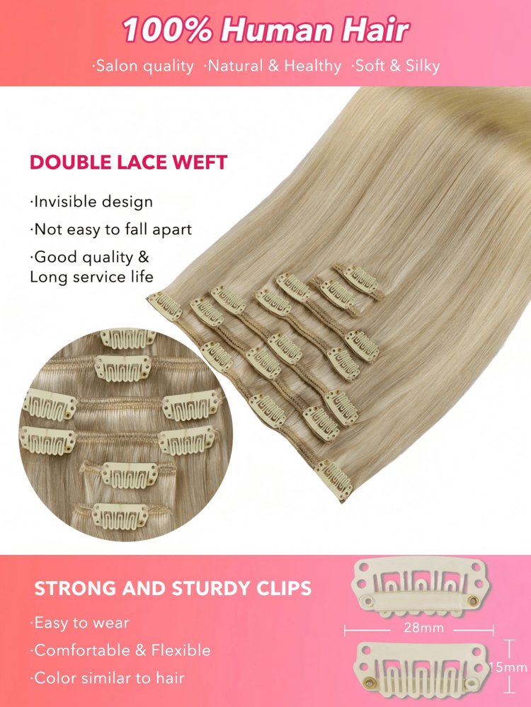 7PCS Straight Clip In Hair Extensions 100% Real Human Hair 14-24 Inch 115G Double Weft Invisible Clip Hair Extensions Remy Natural Human Hair For Women Girls Daily Use - S17/22/60 - View 5