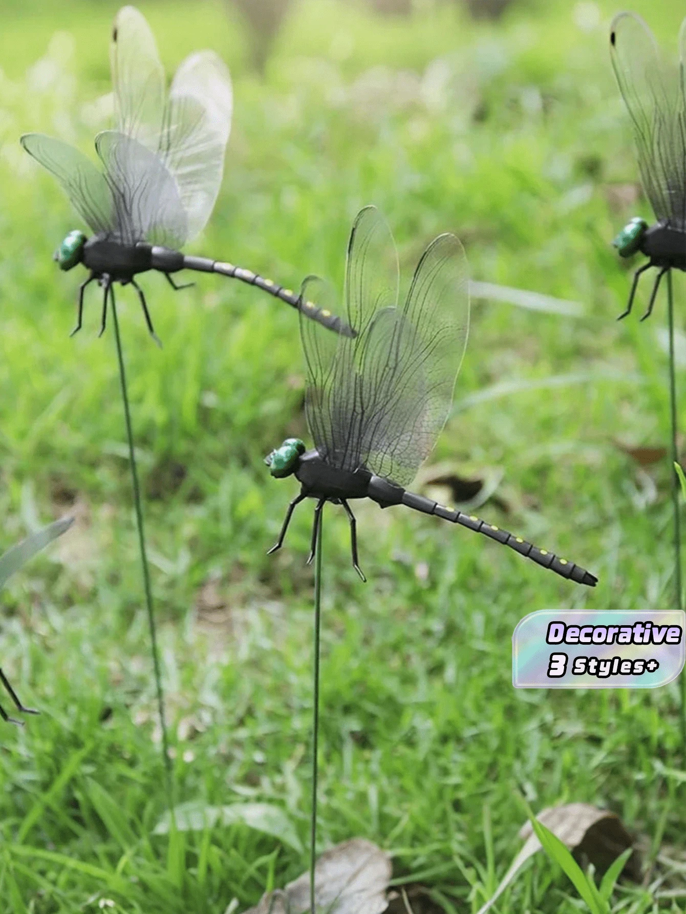 10pcs Realistic Dragonfly Decor, 3D Dragonfly Garden Stake, Dragonfly Garden Ornament, Yard Decoration, Movable Dragonfly Stake, Modern Dragonfly Design Garden Decor With Stem, Suitable For Garden/Shop/Home Wall Dec - multicolor - View 1
