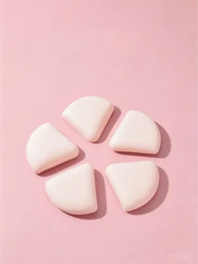 5入方盒裝棉花糖三角米球氣墊粉撲，乾濕兩用化妝海綿，適合修容、眼角使用，適用所有膚質，柔軟蓬鬆，臉部與身體化妝工具組 - 杏色 - 查看 2