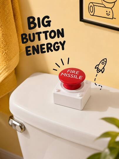 superFUNNYmarket 1Pc Funny Fire Missile Toilet Flush Button Extender-Novelty Toilet Button Cover, Universal Fit Bathroom Flush Presser, Creative Toilet Tank Upgrade Accessory, Durable Resin Toilet Flush Aid, Fun Home Gadget & Mood Booster