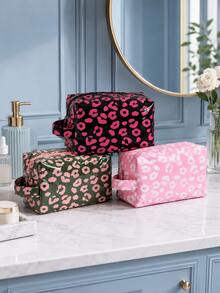 Joivida 1Pc PVC Leopard Print Striped Storage Bag, Large Capacity, Waterproof, INS Style, Multifunctional Makeup Bag, Travel Portable Storage Bag, Toiletry Storage Bag, Can Be Placed On Dresser/In Bathroom - Multicolor - View 9