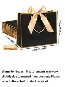 2/8pcs Black Gift Bags With Handles , Large Size Gift Bags, Suitable For Birthday Party, Wedding, Valentine's Day, Holiday Party Gift Packaging Bags - black - View 9