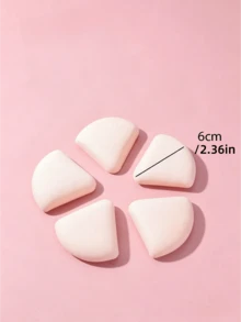 5入方盒裝棉花糖三角米球氣墊粉撲，乾濕兩用化妝海綿，適合修容、眼角使用，適用所有膚質，柔軟蓬鬆，臉部與身體化妝工具組 - 杏色 - 查看 4