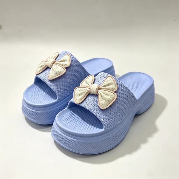 Sandalias Plataforma Gruesas EVA para Mujer, Zuecos con Lazo y Hebilla Flor/Corazón, Suela Antideslizante Cómodas para Verano Hogar y Playa