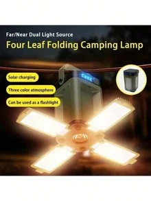 LiHangStar 1PC Portable Camping Folding Handheld Lamp, Handheld Flashlight Portable Tent Light, Solar Rechargeable Camping Light With 6 Lighting Modes, Foldable Four-Leaf Clover LED Floodlight, Suitable For Camping, Hiking, Travel, Fishing, Emergency - Folding camping light - View 5
