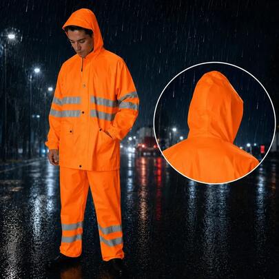 Impermeable de 2 Piezas Pantalón Mas Chamarra Doble Tira Reflejante Ciclista Motociclista Camping Supervivencia Emergencias
