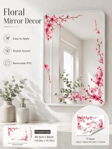 Haus Hana 1pc/2pcs Pink Plum Mirror Border Decoration Sticker, Soft Mirror Decoration Sticker, Mirror Beauty Decoration, Enhancing The Elegant Atmosphere Of Mirror Beautification, Essential For Home Decoration And Home Furnishings. - Multicolor - View 5