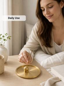 Haus Hana 1/2件組極簡黃銅香棒座，金色香爐，可選配黃銅或不鏽鋼接灰盤，適用於冥想、瑜伽、臥室、辦公室、居家裝飾與禮品 - 多色 - 查看 9