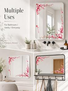 Haus Hana 1pc/2pcs Pink Plum Mirror Border Decoration Sticker, Soft Mirror Decoration Sticker, Mirror Beauty Decoration, Enhancing The Elegant Atmosphere Of Mirror Beautification, Essential For Home Decoration And Home Furnishings. - Multicolor - View 8
