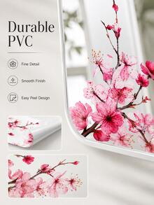 Haus Hana 1pc/2pcs Pink Plum Mirror Border Decoration Sticker, Soft Mirror Decoration Sticker, Mirror Beauty Decoration, Enhancing The Elegant Atmosphere Of Mirror Beautification, Essential For Home Decoration And Home Furnishings. - Multicolor - View 7
