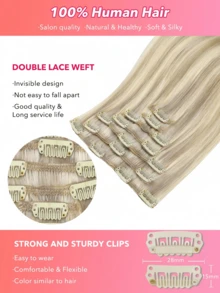7PCS Straight Clip In Hair Extensions 100% Real Human Hair 14-24 Inch 115G Double Weft Invisible Clip Hair Extensions Remy Natural Human Hair For Women Girls Daily Use - S17A/60A - View 4