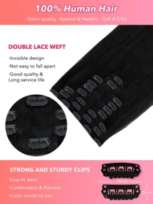 9PCS Straight Clip In Hair Extensions 100% Real Human Hair 14-24 Inch 148G Double Weft Invisible Clip Hair Extensions Remy Natural Human Hair For Women Girls Daily Use - S1 - View 6